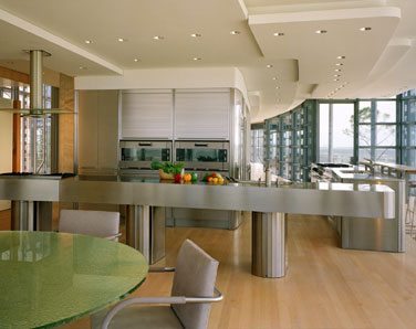 Stainless steel kitchen counters, bases and panels
